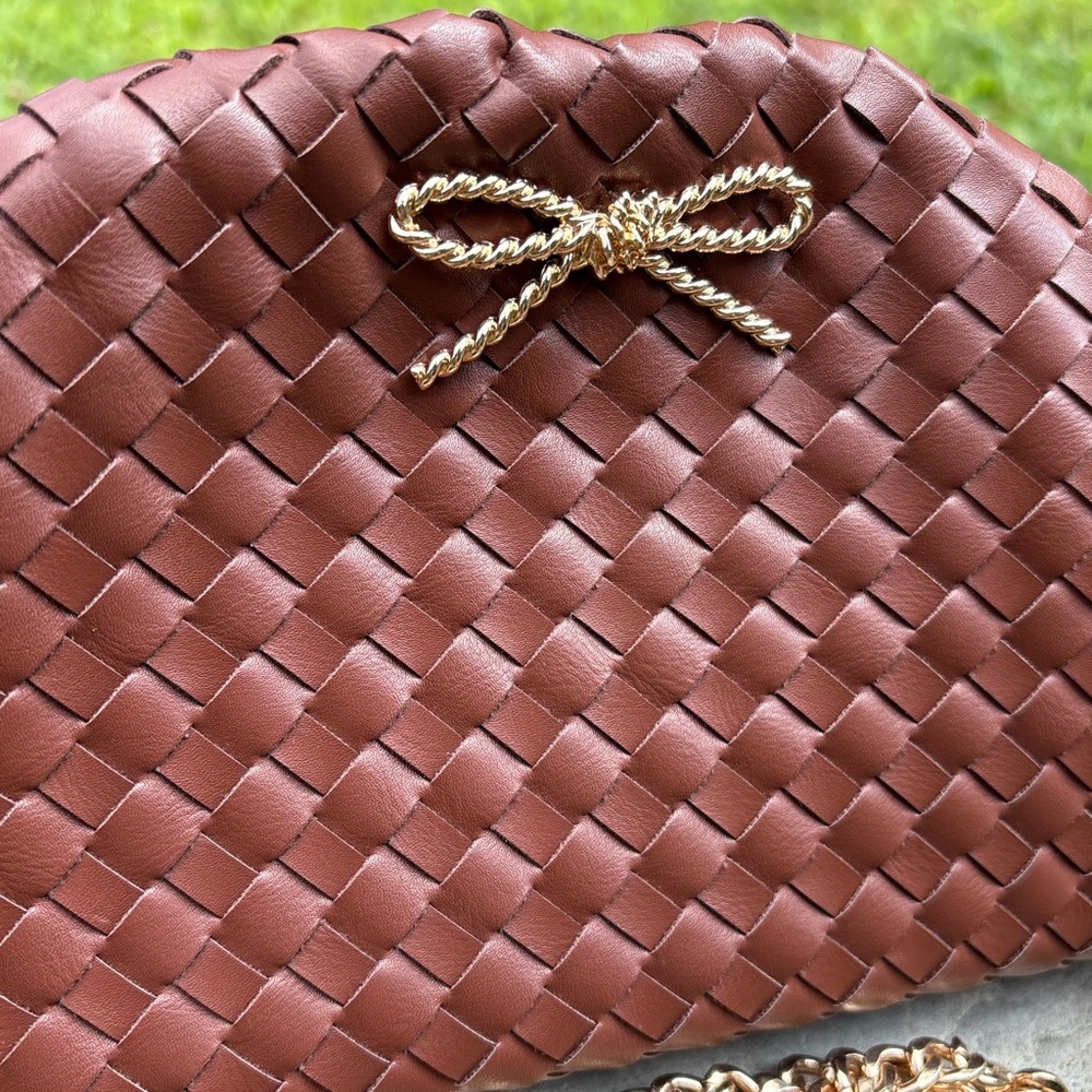 NWT Anthropologies Maeve The Frankie Mini Clutch Crossbody Woven Bow Edition - Picture 6 of 13